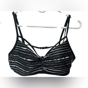 Next Stripe Black White Soft Cup Sport Womens Bikini Top NWT.